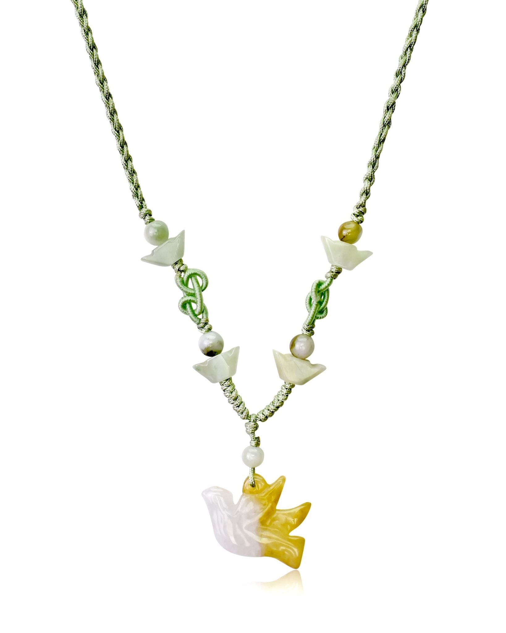 Pendant Bird a Gift of Freedom, Peace, and Love Wrapped in Healing Jade