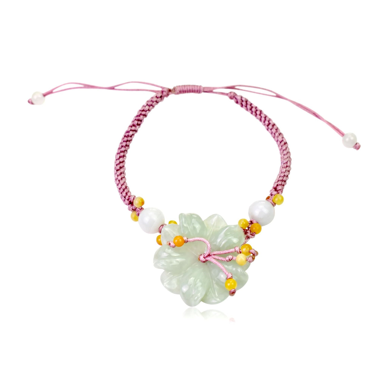 Pendant Bracelet with White Anemone Flower for Women White Anemone 