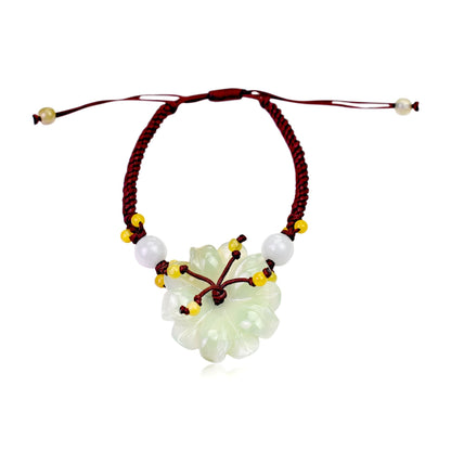 Pendant bracelet with white anemone a  meaningful handmade gift for her birthday or Mother's Day
