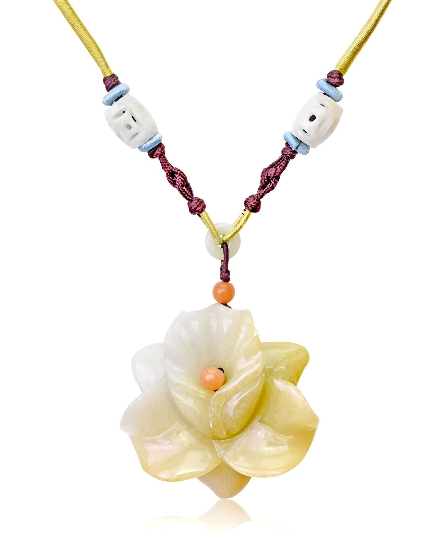 Personalized Birth Flower Necklace for Mom’s Celebration Handcrafted Jade Flower Pendant for a Heartfelt Gift with Orchid Flower