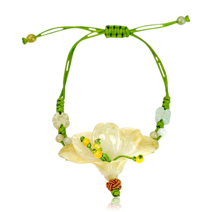 Personalized Bracelets for Women Peacock Lilies and Nephrite Jade Design for Birthday or Holidays