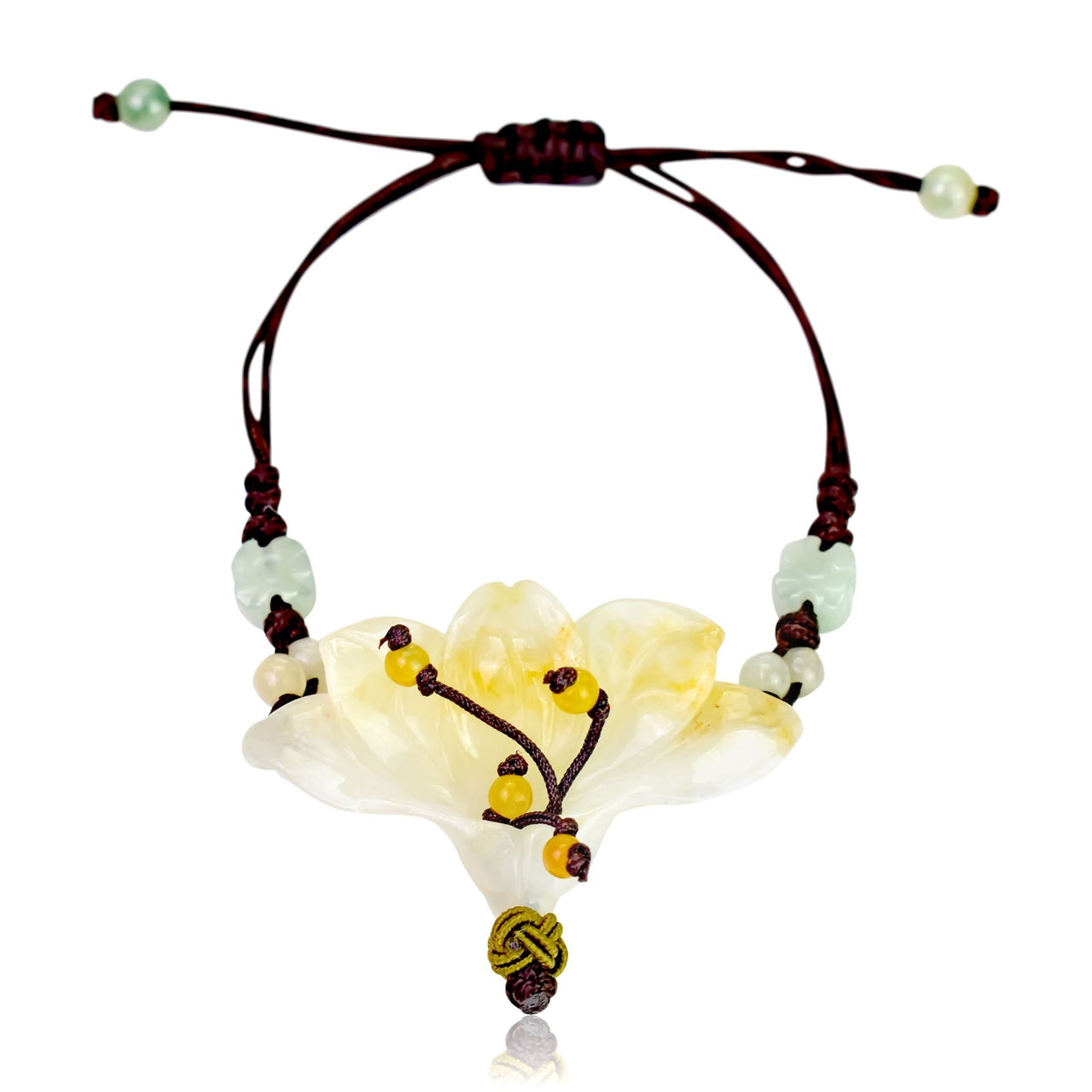 Personalized bracelets for women Jade Bracelet with Peacock Lilies Elegant Holiday Gift for Women and Friends