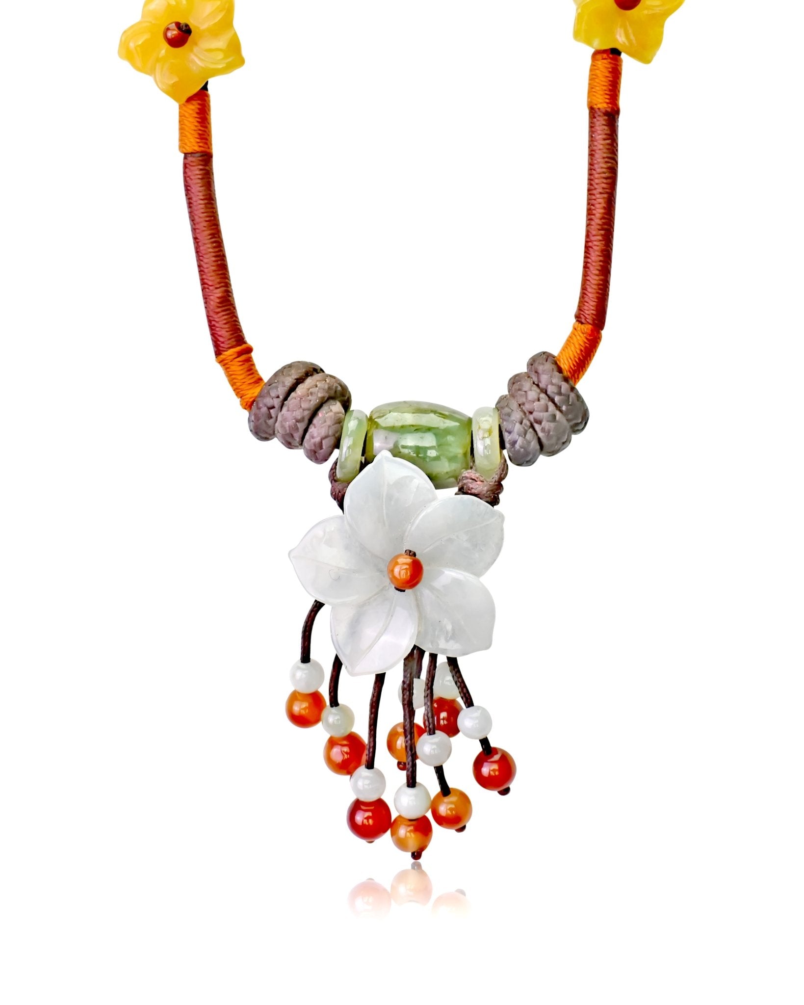 Personalized necklaces for Women Phlox Flower Handmade Jade Jewelry 