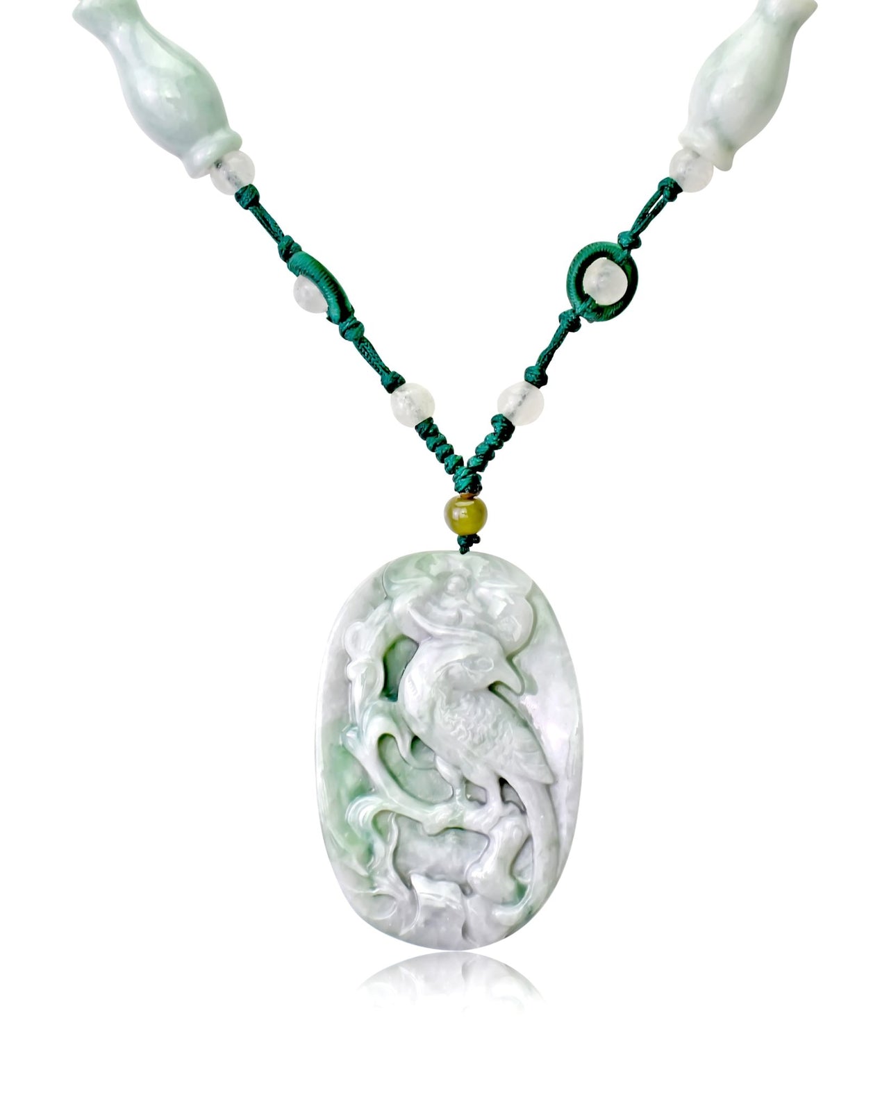 Phoenix Bird Pendant with Jade  Handmade Phoenix Necklace for Father’s Day, or Holiday Gifting