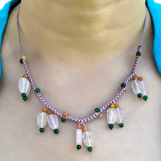 Pink Rose Quartz Necklace Anniversary Gift Soft, Graceful, Let This Necklace Speaks To the Soul