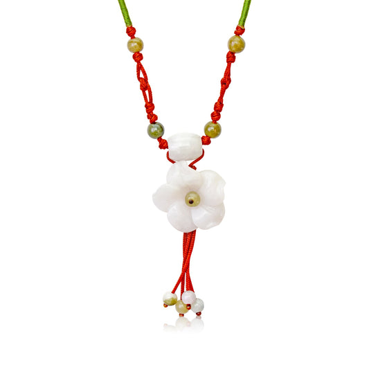 Rocky Mountain Columbine Flowers Carved Stone Pendant for Women Pendant Necklace with Stone