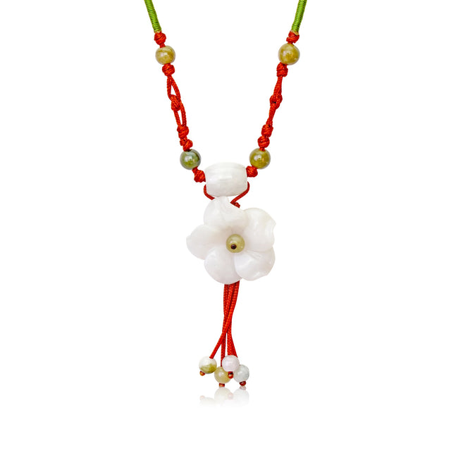 Rocky Mountain Columbine Flowers Carved Stone Pendant for Women Pendant Necklace with Stone
