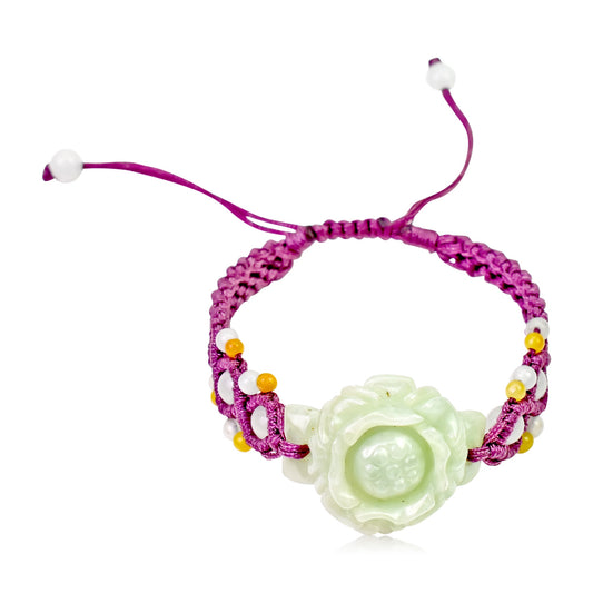 Romantic rose flower and vintage jade bracelet a lovely gift for engagement or anniversary
