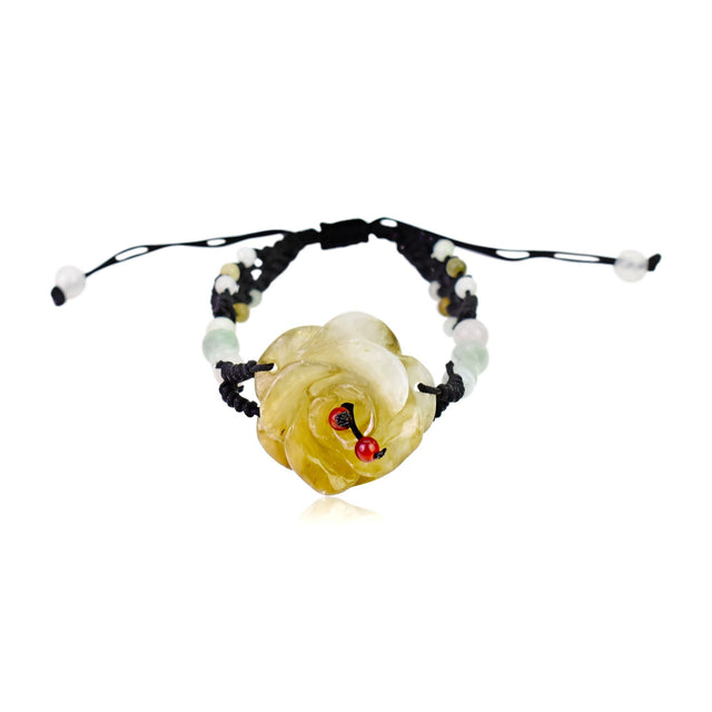 Romantic rose flower bracelet for women – handmade jade design