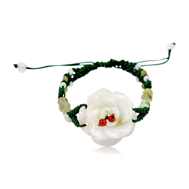 Romantic rose flower bracelet for women handmade women's jade bracelet design