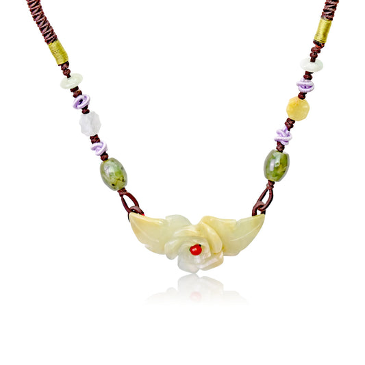 Rose Pendant Necklace for Women Gift Jade Charm Necklace for Unforgettable Engagement 