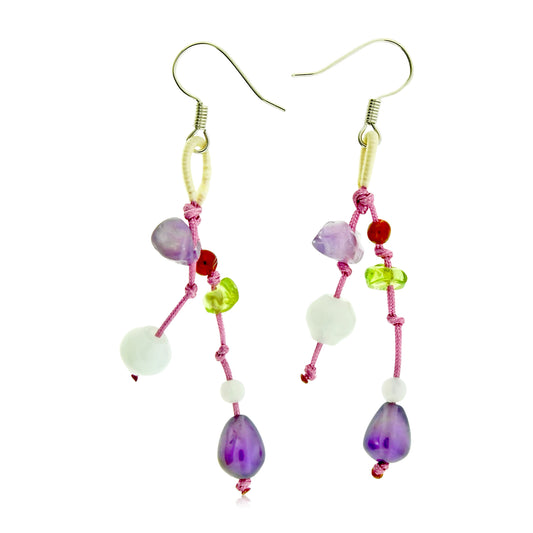 Lightweight and Stylish: Whimsical Purple Amethyst Gemstone Earrings