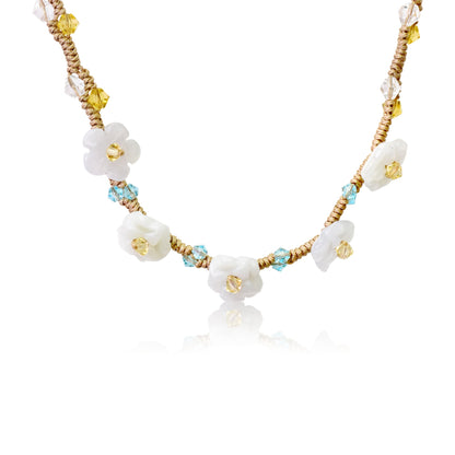 Scarlet Pimpernel Flower a Floral Gemstone Necklace for Women 