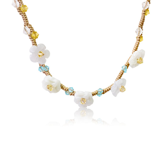 Scarlet Pimpernel Flower a Floral Gemstone Necklace for Women 