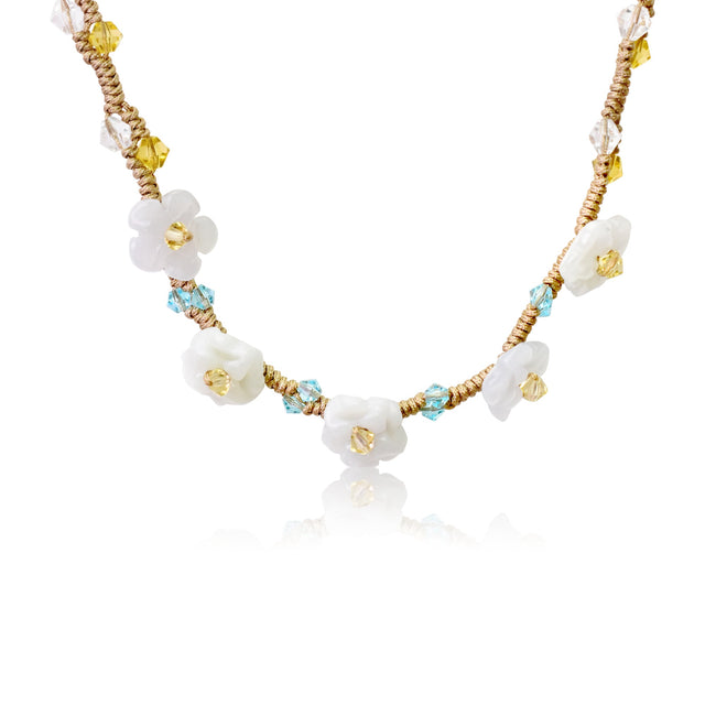 Scarlet Pimpernel Flower a Floral Gemstone Necklace for Women 