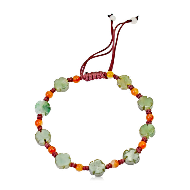 Shamrock Bracelet with Jade Unique Gift for Women or Children Birthday 