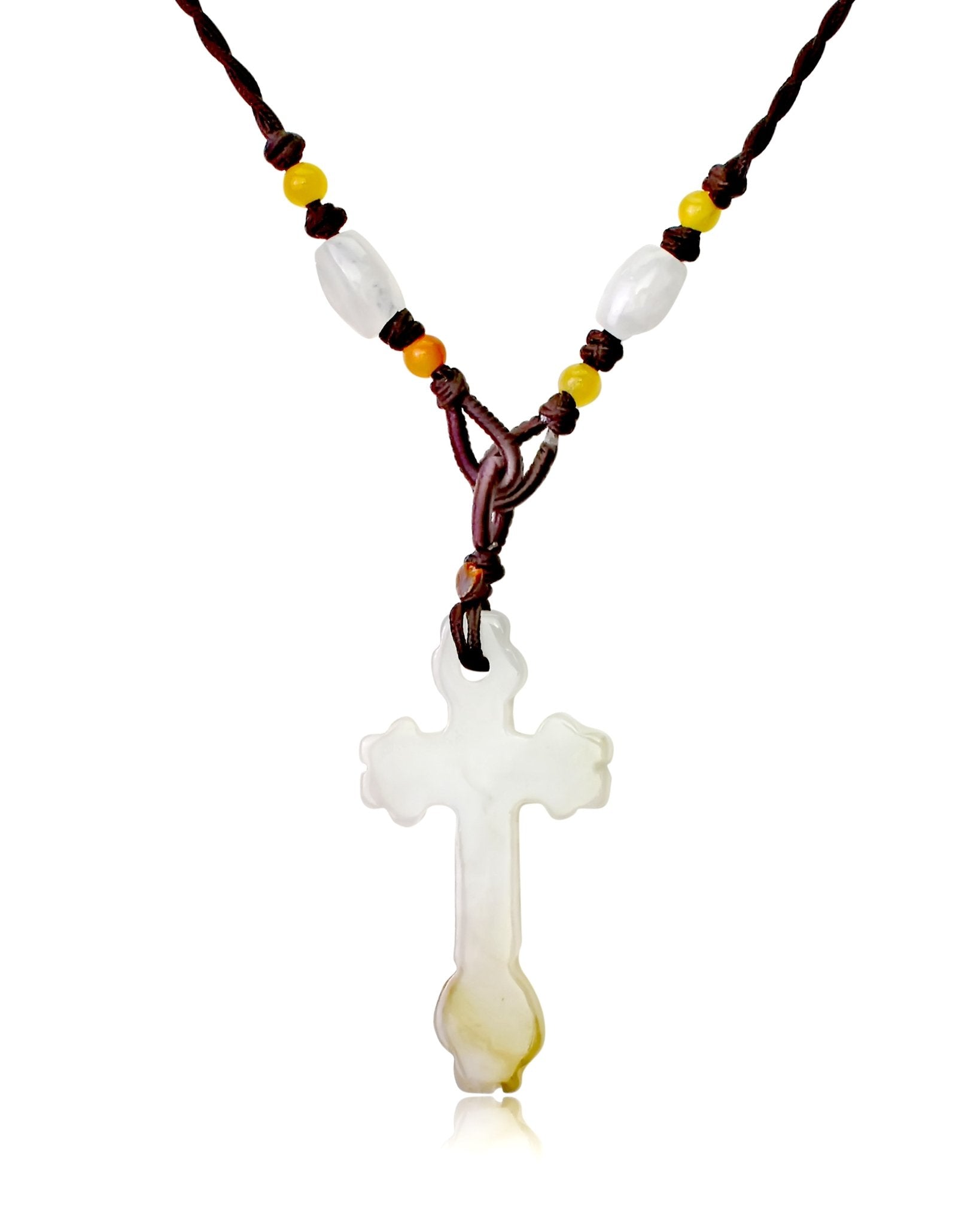 Simple cross necklace handmade jewelry jade necklace for a timeless expression of faith