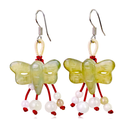 Spiritual Dragonfly Earrings with Real Jade Heartfelt Gift for Women Friends on Special Occasions