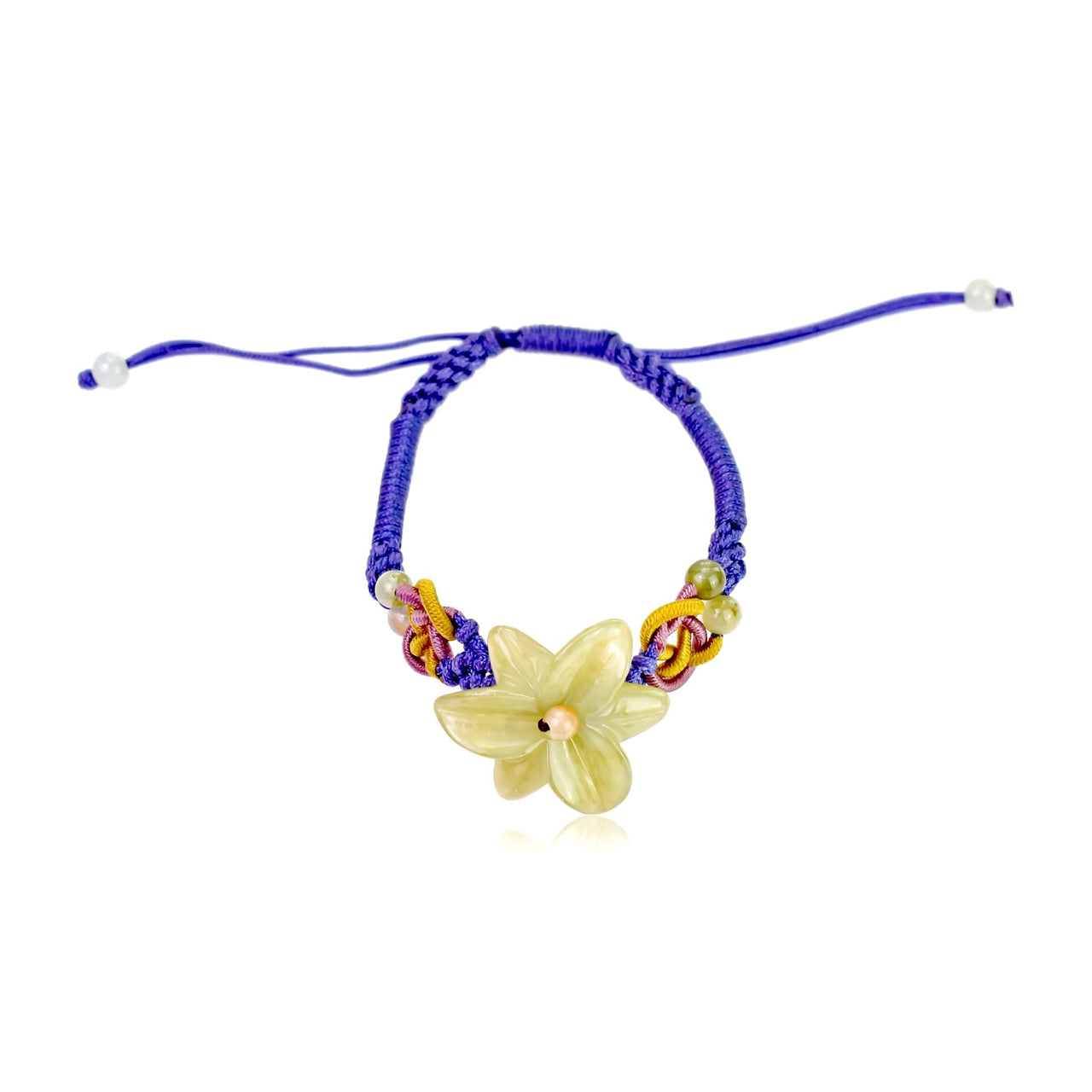 Star Gazer Flower Jade Bracelet  Handmade Flower Shaped Bracelet for Women for Birthdays