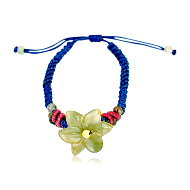 Star Gazers Flower Jade Bracelet Unique Woven Gift for Women Anniversaries Wearable serenity infused with floral elegance and natural strength