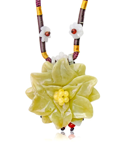 Starflower Scabiosa and Jade Pendant a Romantic Valentine’s Day Gift for Women with Meaning