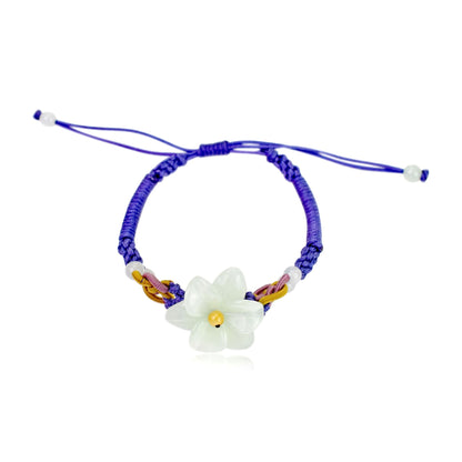 Stargazer Flower White Jade Bracelet – Handmade Flower Charm Bracelet for Women and Friends for Birthdays