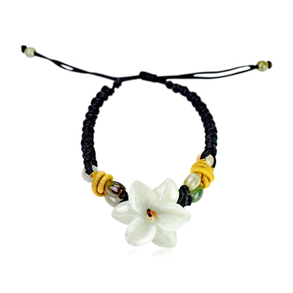 Stargazer Flower White Anniversary Gift that Let her shine with calming beauty of jade and inspiration of blooming florals