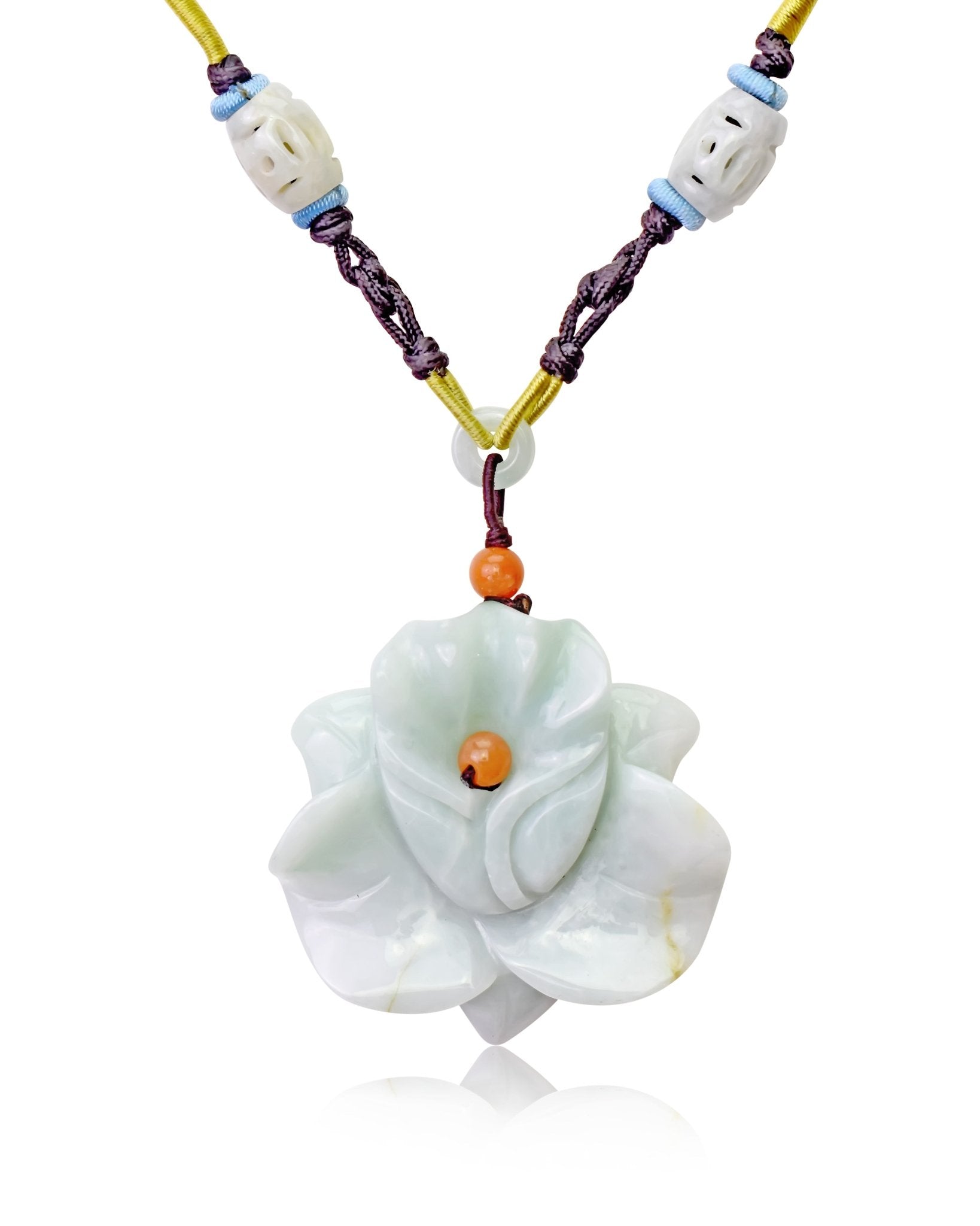 Statement necklace flower jade orchid necklace handmade jewelry for women