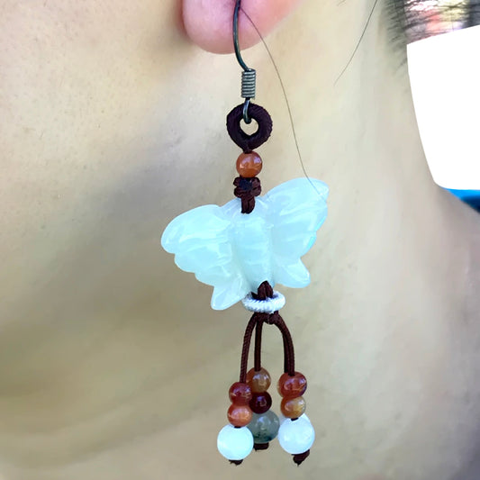 Earring with Butterflies a Delicate Jade Dangle Earrings for Women to Cherish and Wear Proudly