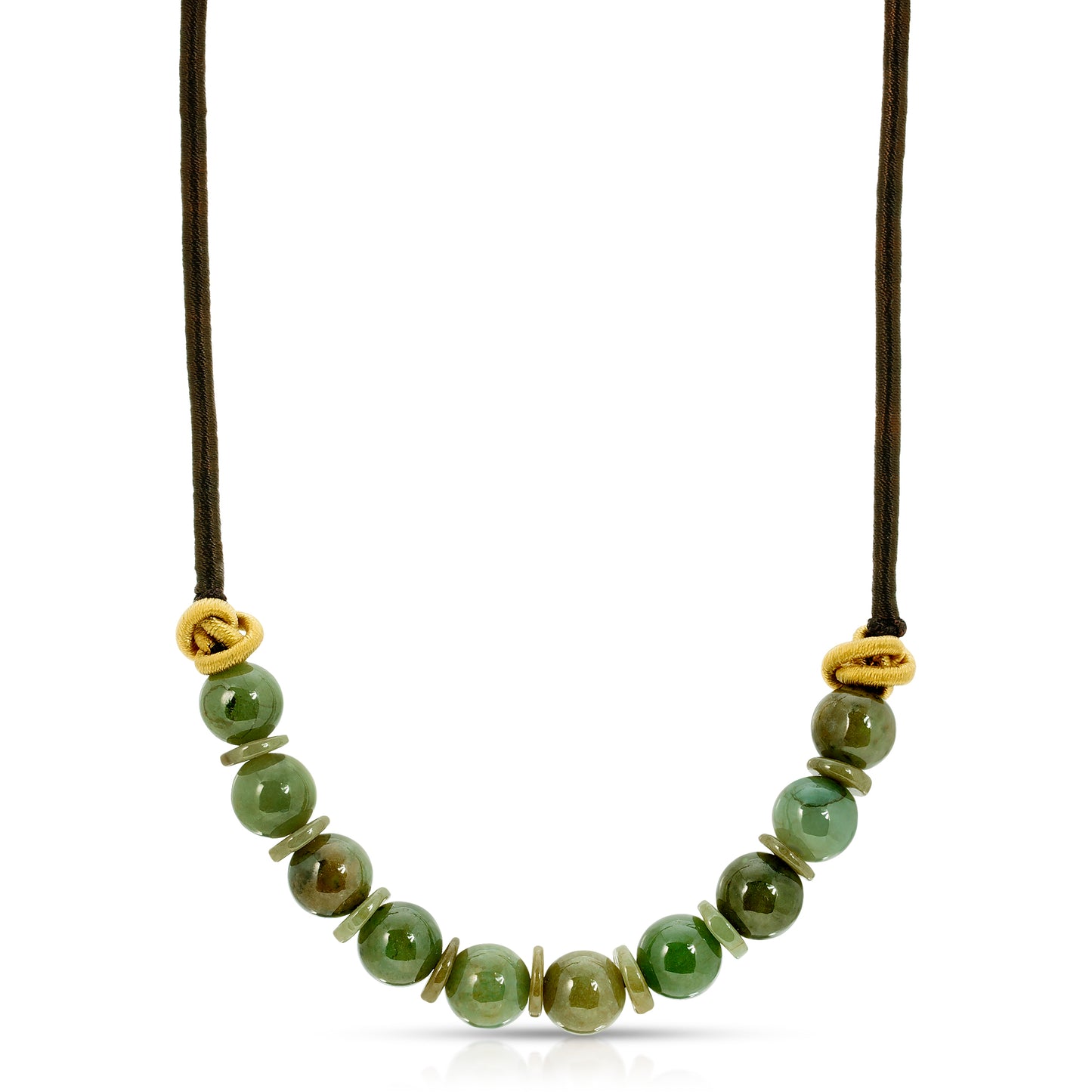 Get Closer to Nature with the PI Symbol and Jade Beads Necklace made with Brown Cord