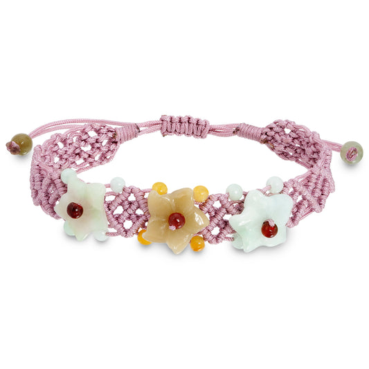 Crafted from Premium Jade: The Breath of Heaven Flower Bracelet made with Lavender Cord