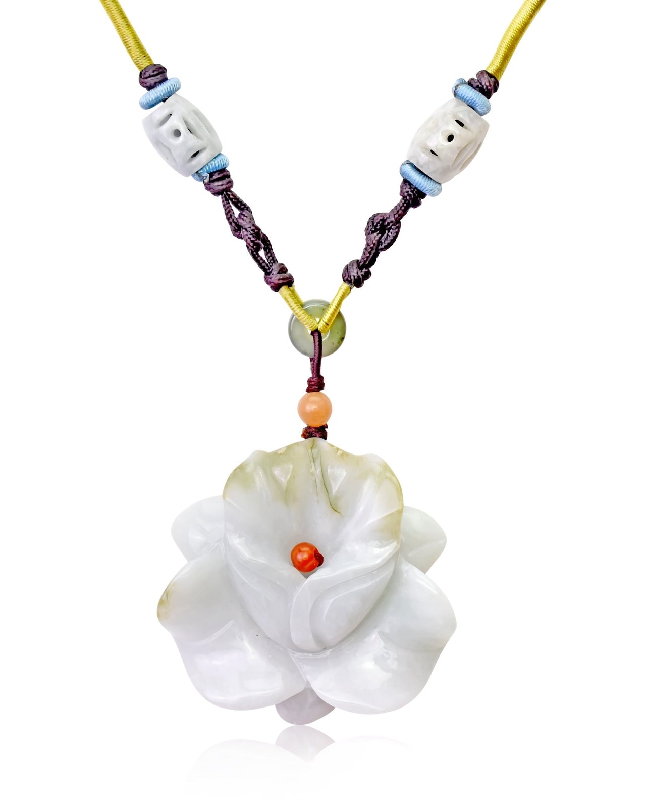 Stunning Orchid Pendant Floral-Inspired Jade Flower Necklace for Women