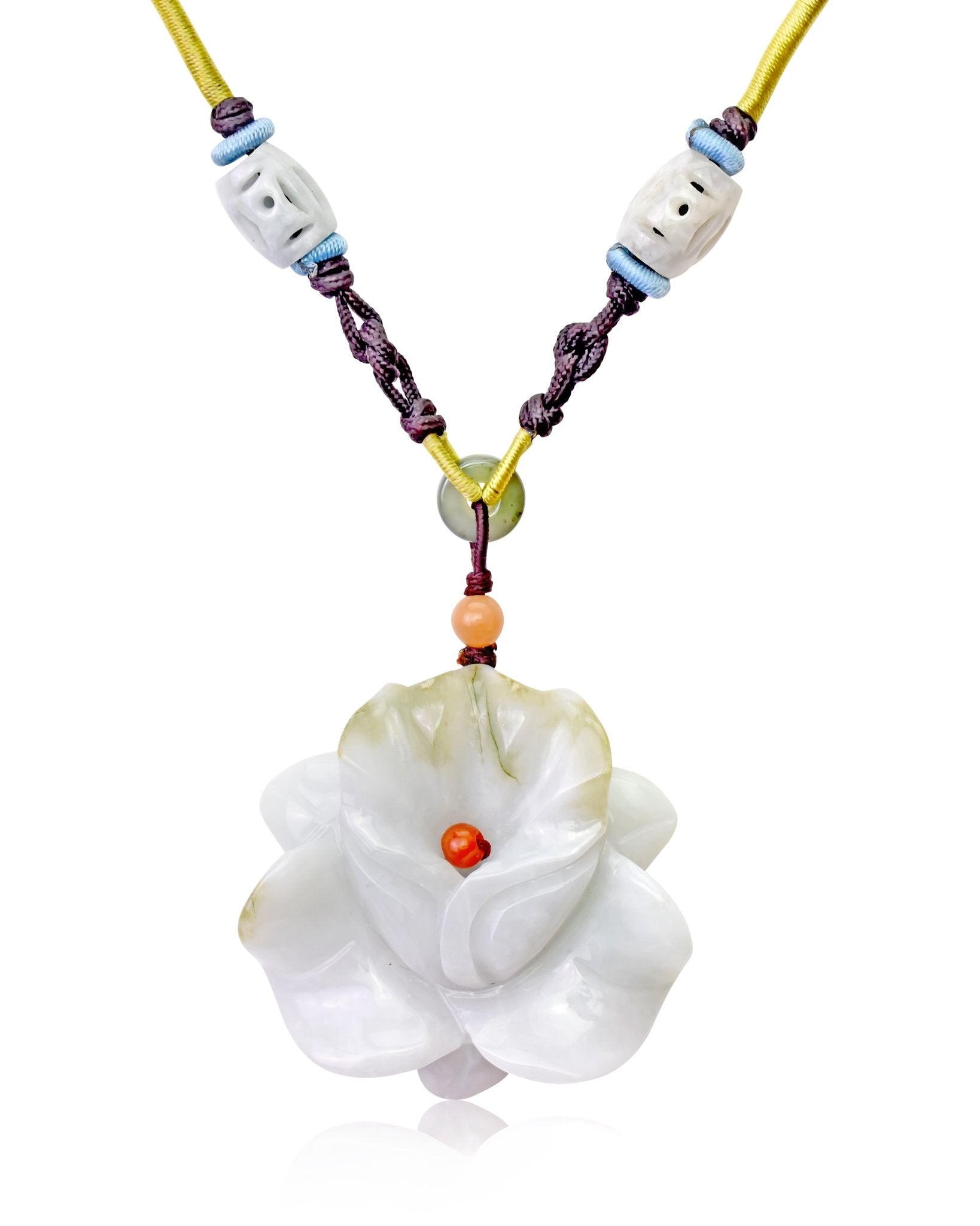 Stunning Orchid Pendant Floral-Inspired Jade Flower Necklace for Women
