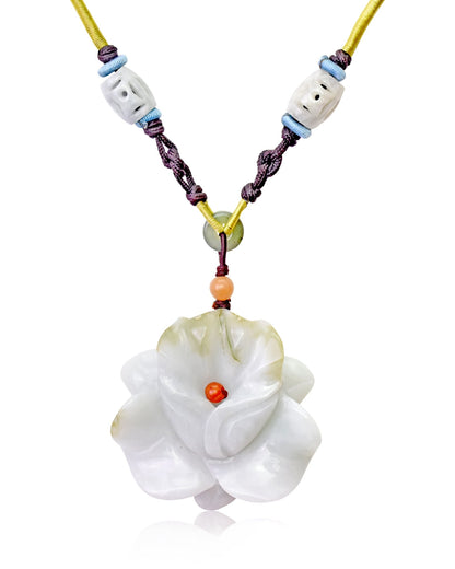 Stunning Orchid Pendant Floral-Inspired Jade Flower Necklace for Women