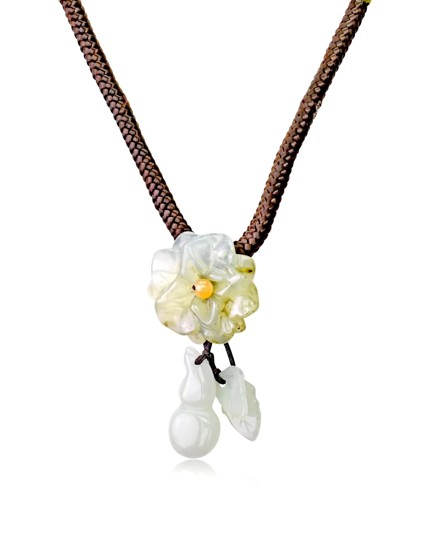 Stylish Camellia Bloom Jade Necklace for A November Birthday Gift
