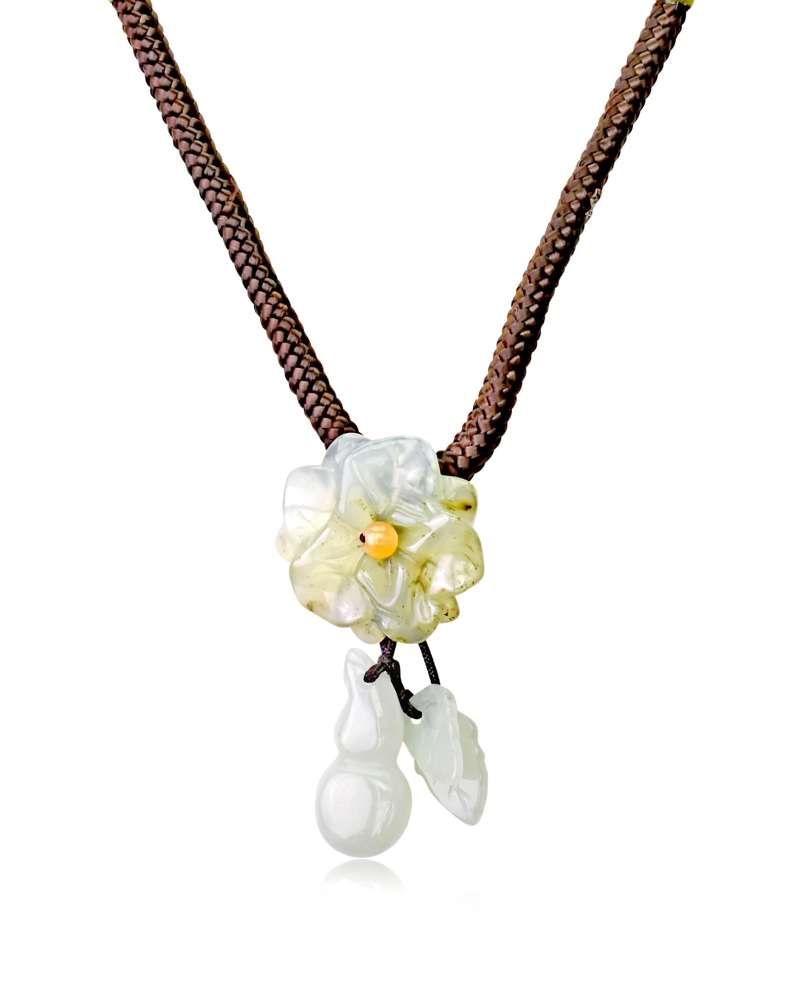 Stylish Camellia Bloom Jade Necklace for A November Birthday Gift