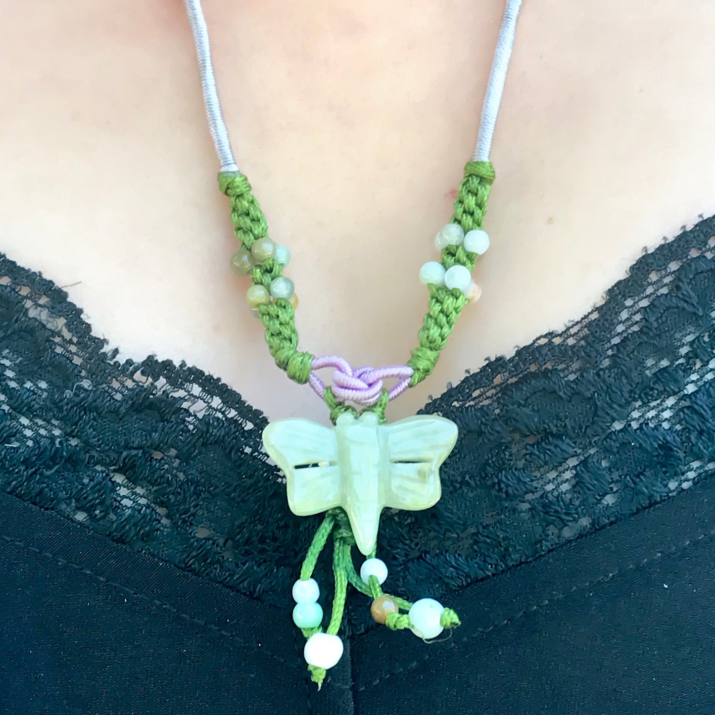Symbolic Jade Dragonfly Pendant Necklace Uplifting Jewelry Gift for Women Mother's Day Gift