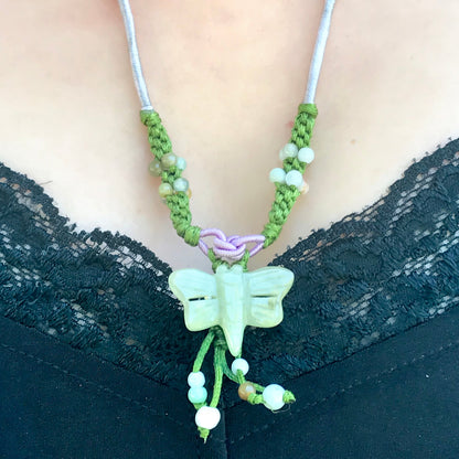 Symbolic Jade Dragonfly Pendant Necklace Uplifting Jewelry Gift for Women Mother's Day Gift