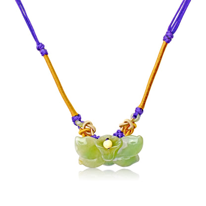 Green Jade Blue Wild Indigo Flower a Pendant Necklace Flower for Women Blue Wild Indigo Valentine's Day Gift