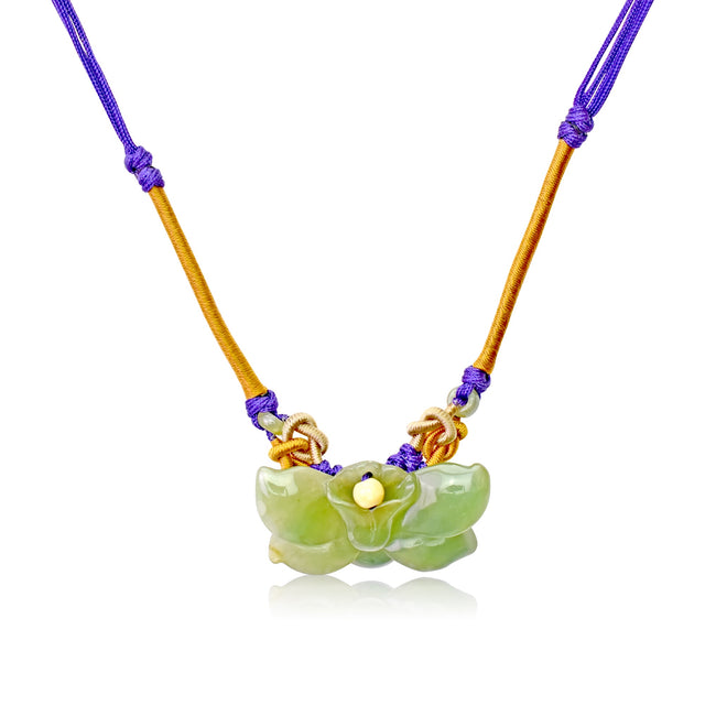 Timeless Blue Wild Indigo necklace with jade pendant for lovely Birthday Gift