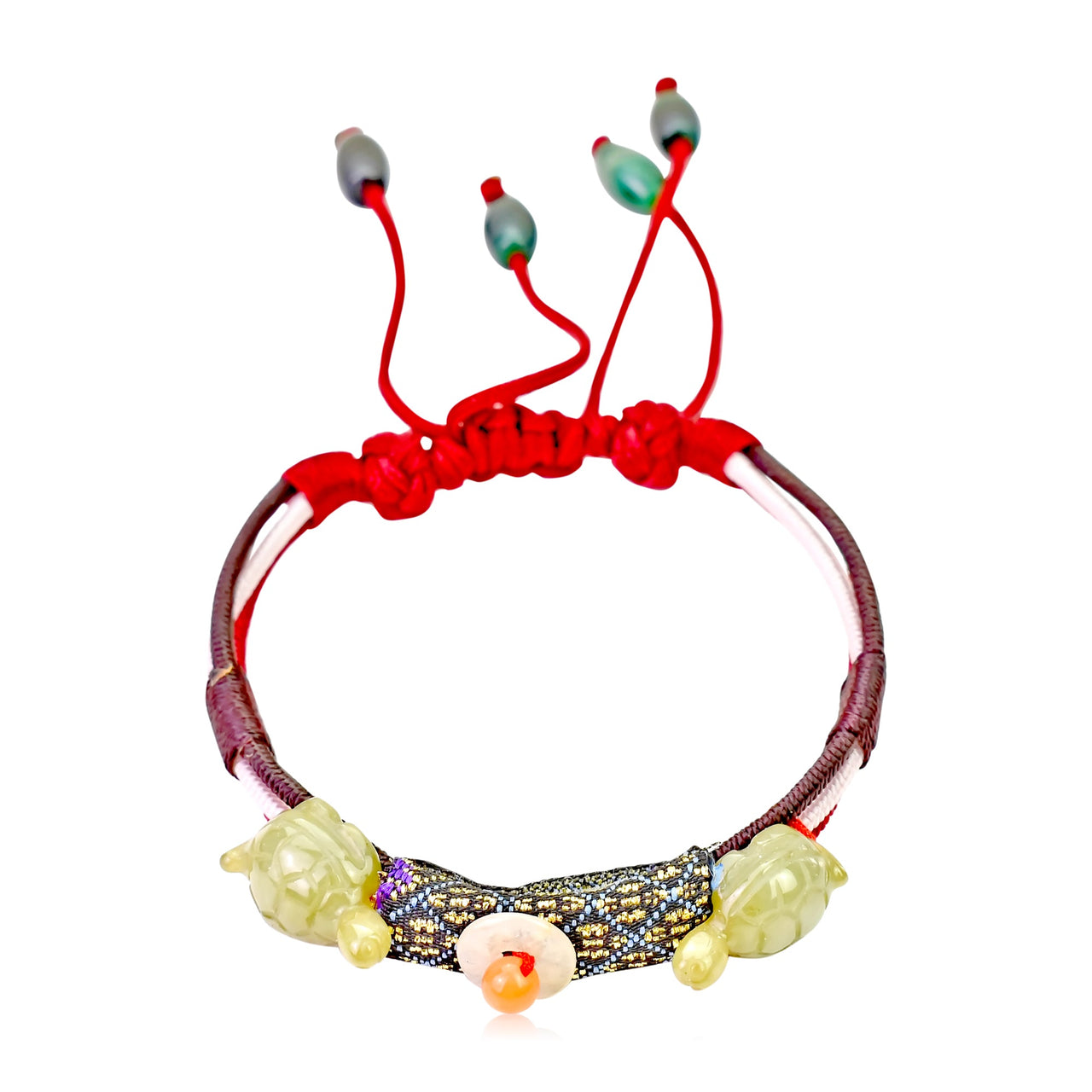 Turtle Bracelet with Jade Charm Turtle Jewelry Bracelet for Men or Women 