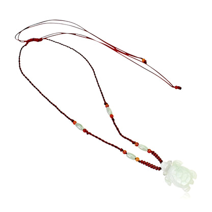 Turtle Necklace Mens with Jade Unisex Handmade Jewelry for Friends, Birthday Gift or Valentine’s Surprise