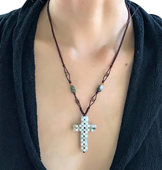 Women Beaded Necklace a Symbolic Cross Pendant for Her Faith Cross Necklaces Holiday Gift