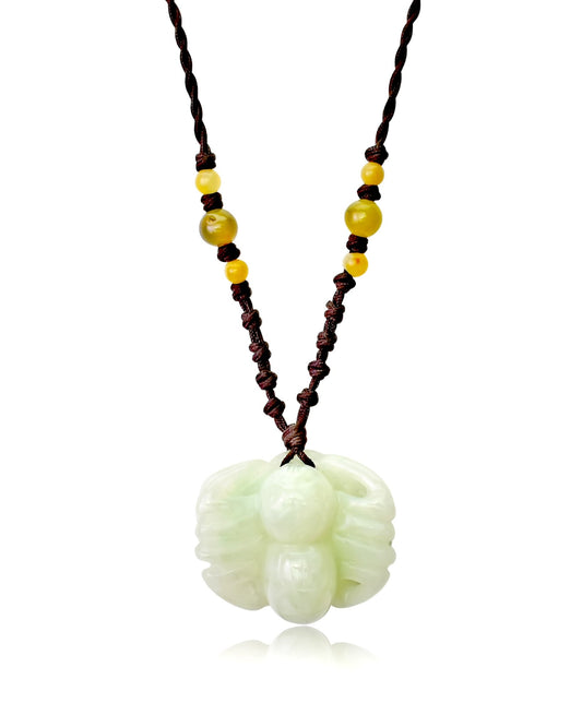 Unique Spider Necklace for Unisex Spider Pendant with Jade Stone Spider Chain 