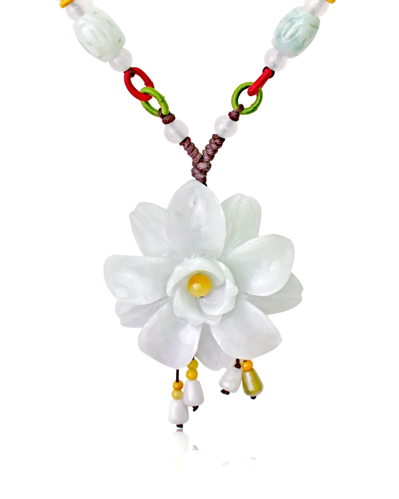 Unique camellia flower jade necklace for a special anniversary 