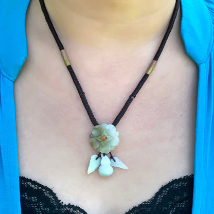 Women Camellia Rose A April Rose Camellia For Her Green Jade Necklace Birthday Gift For Love And Inner Peace