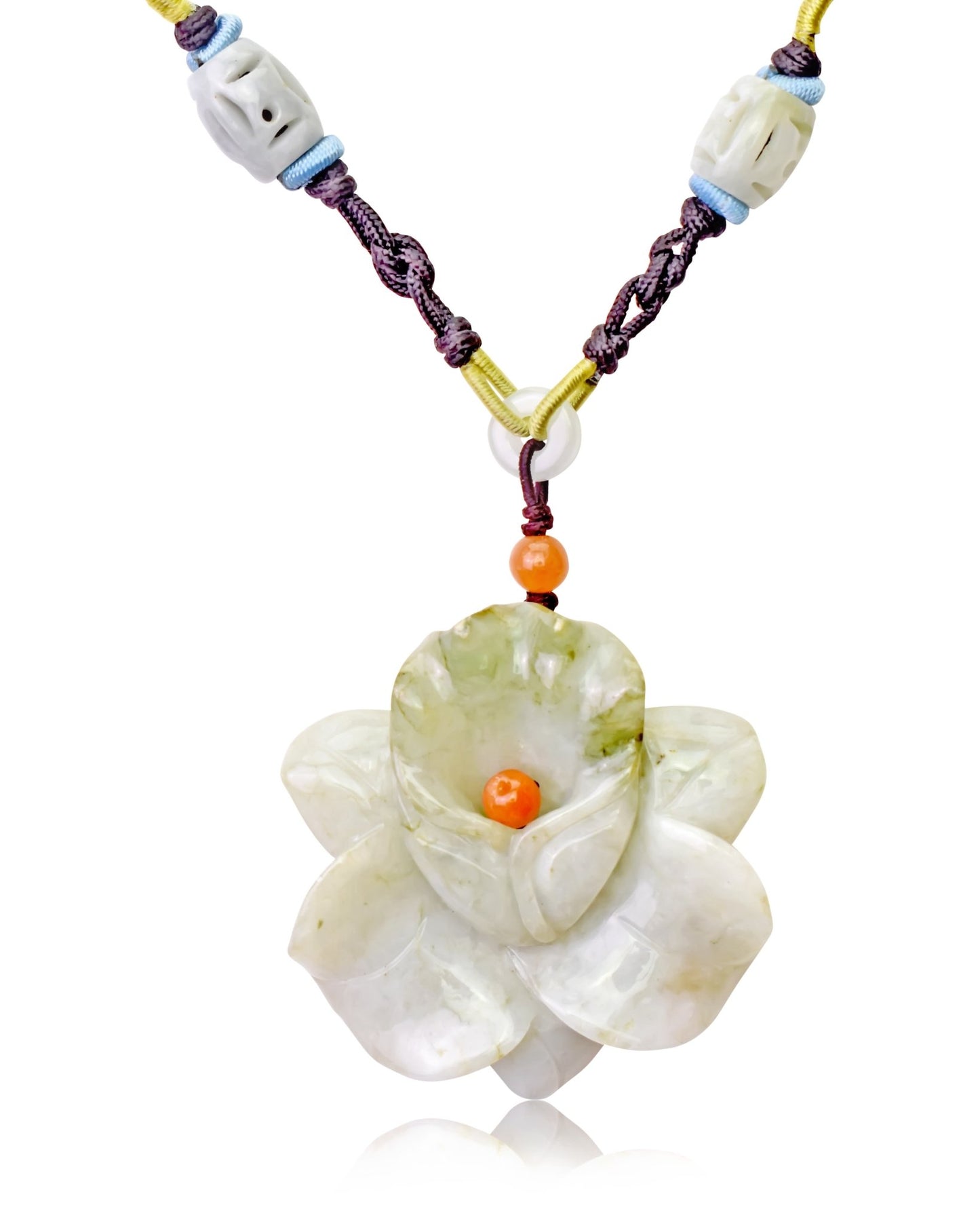 Unique orchid flower jade necklace for birthdays and special occasions