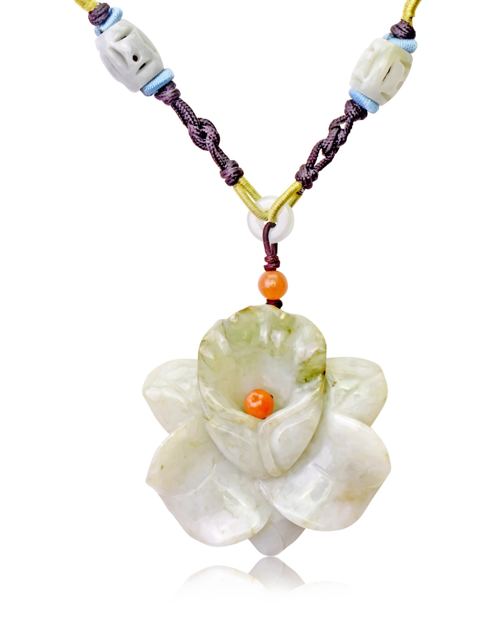 Unique orchid flower jade necklace for birthdays and special occasions