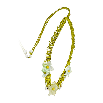 Unique stone flower necklace with  columbine flower white a thoughtful anniversary gift
