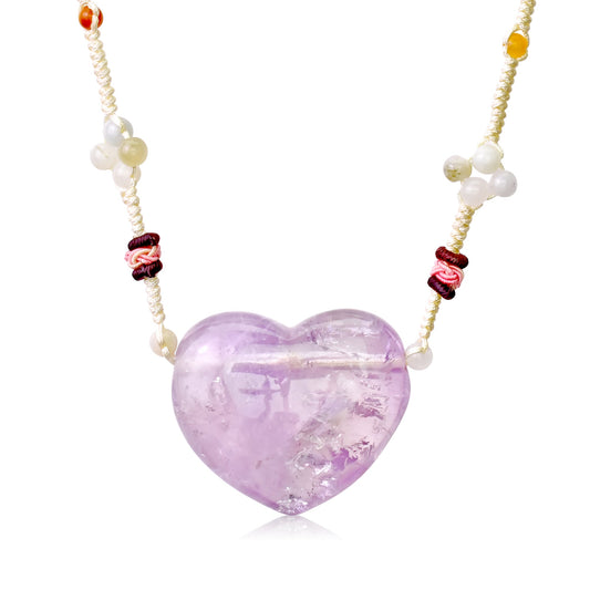 Valentine’s Day Gift Purple Heart Necklace Infuse with The Calming Energy of Amethyst for Love, Intuition, And Inner Strength